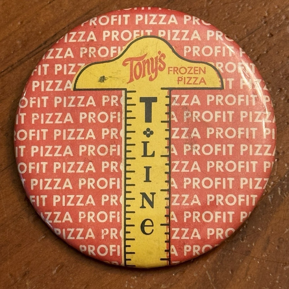 Tony's Frozen Pizza TLine Profit Vintage Pinback Button Pin Round Circle